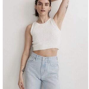 Madewell White Crotchet Top